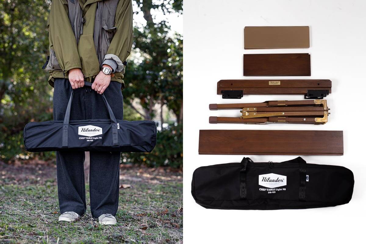 テーブルは分解できるため収納時のコンパクト性◎