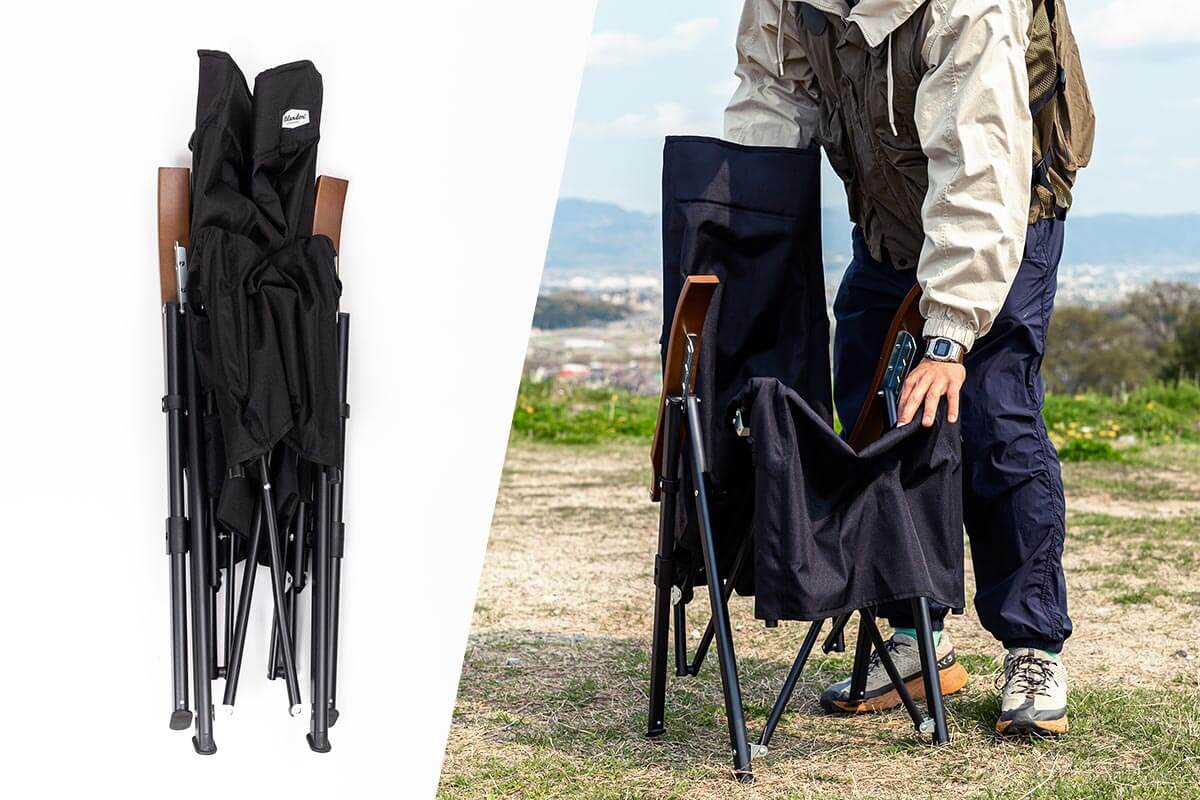 レバー式で設営も収納も楽ちん