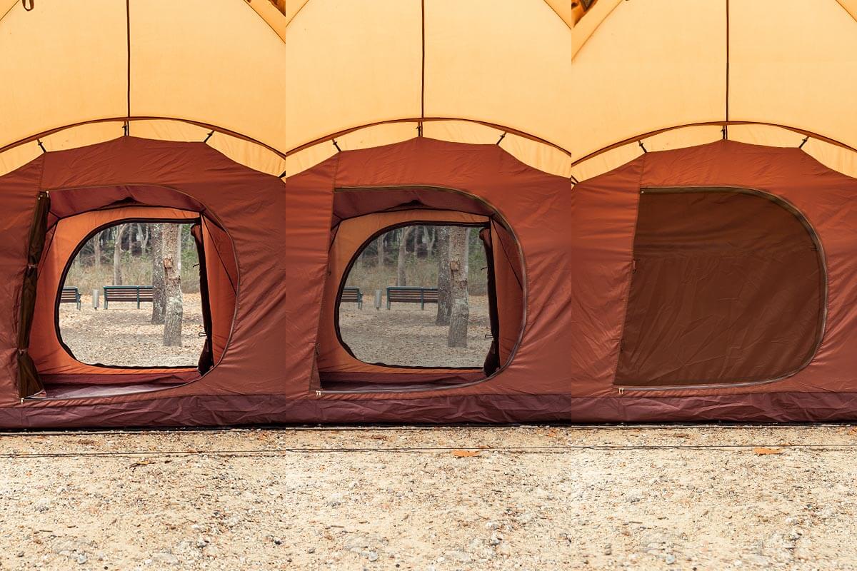 インナーテントの開閉は3パターン